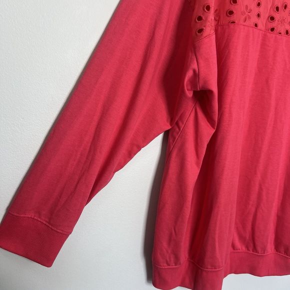 Torrid Sweatshirt Women's 3 3X Red French Terry Crew Neck Eyelet Drop Shoulder - Picture 5 of 10